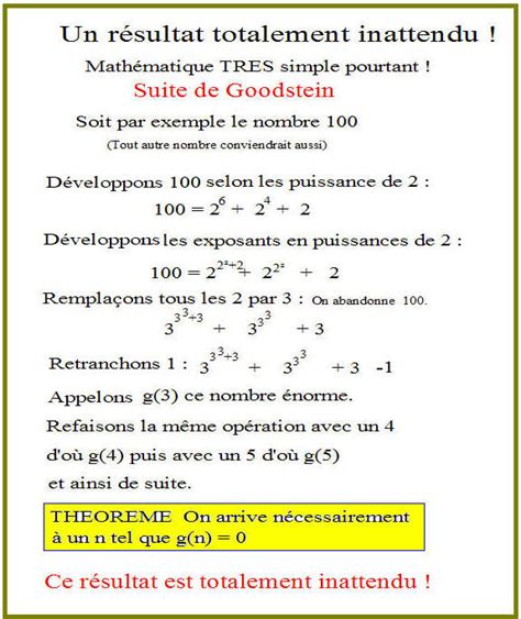 Le théorème de Goodstein .